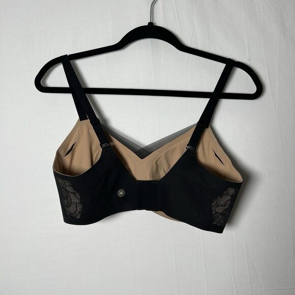 Honey Love Crossover Wireless Black Smoothing Seamless Max Support Bra Size L - Picture 2 of 5